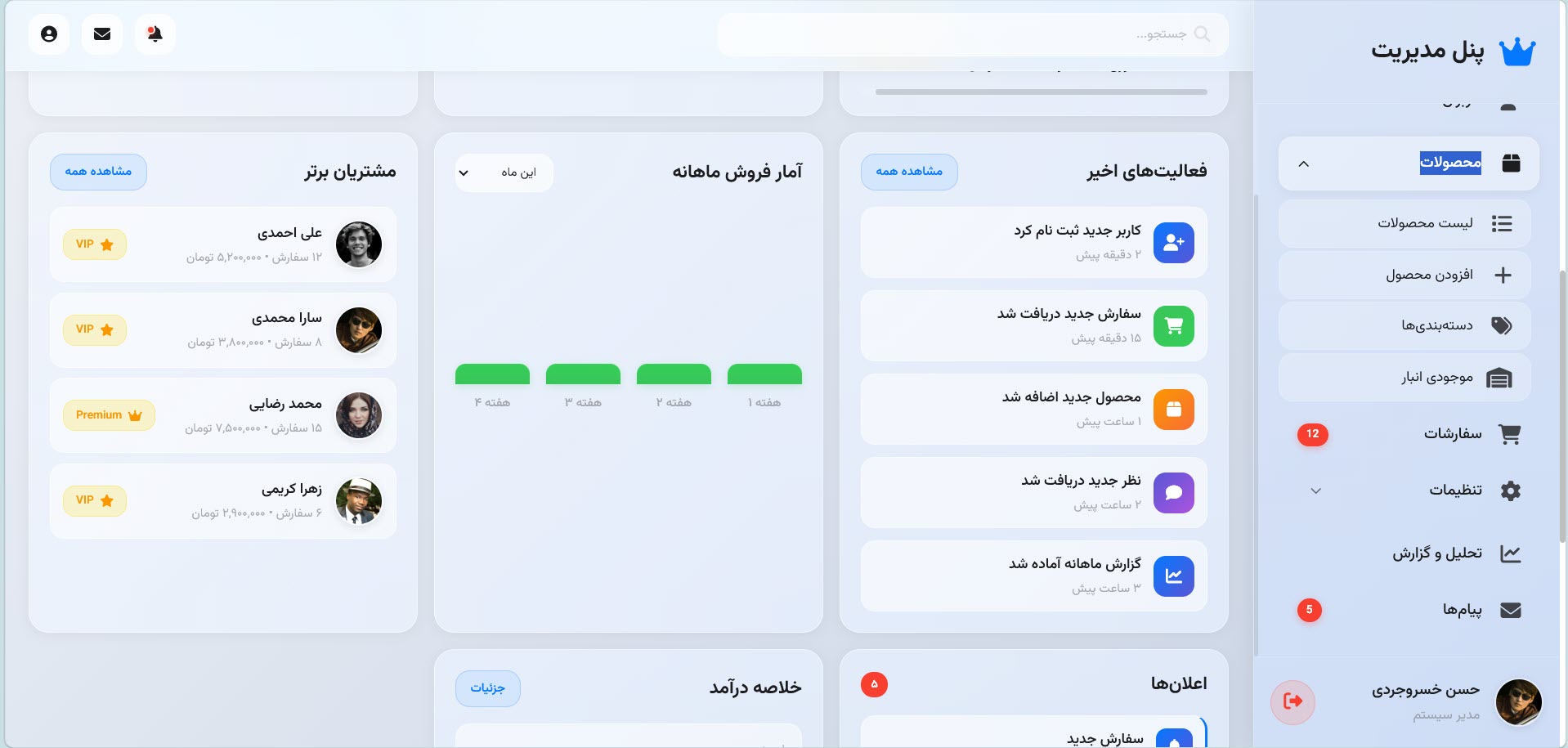 صفحه مدیریت